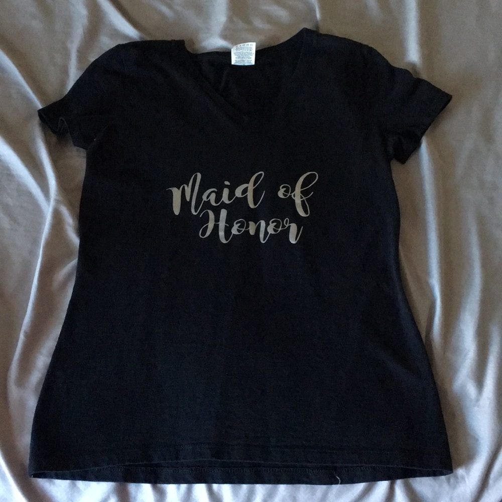 Black V neck maid of honor shirt